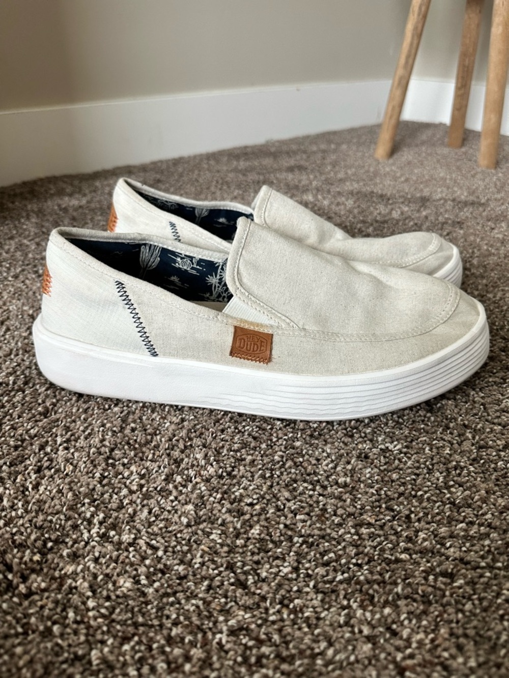 Hey Dude Sunapee M Craft White Slip On Casual Shoes Sneakers Men's Size 11 EU 44